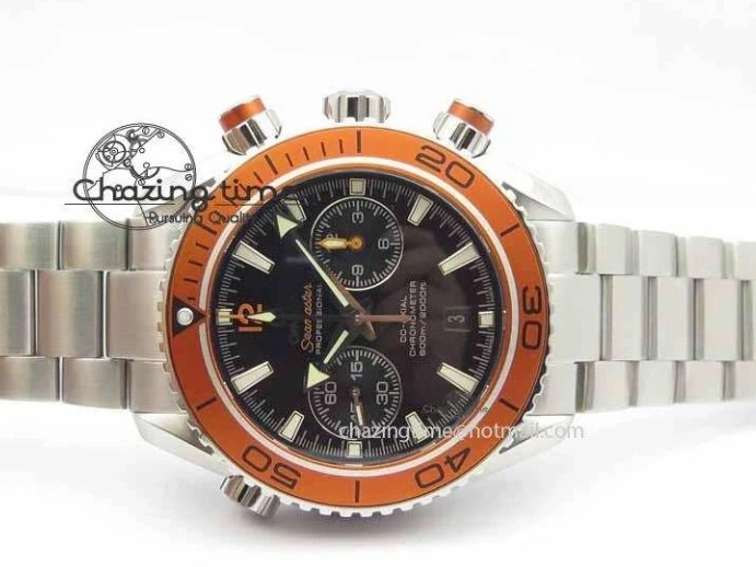 0423 Sophisticated Planet Ocean Master Chronometer Chrono SS OM 1:1 Best Edition Orange On SS Bracelet A 8156